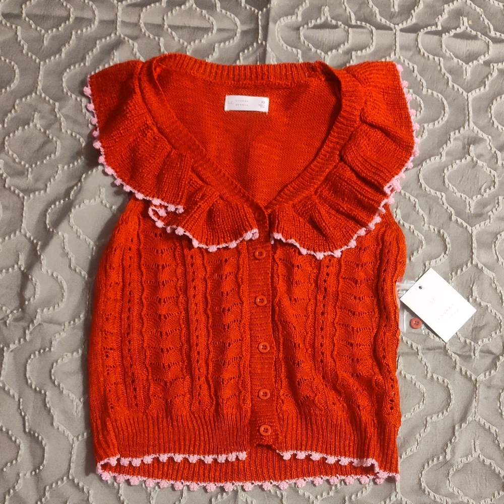 LC Lauren Conrad Vibrant Orange Knit Top